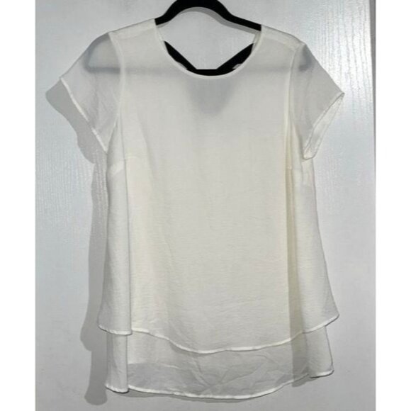 H&M MAMA Womens Layered White Blouse With Black Bow Detail Size S - Picture 1 of 7